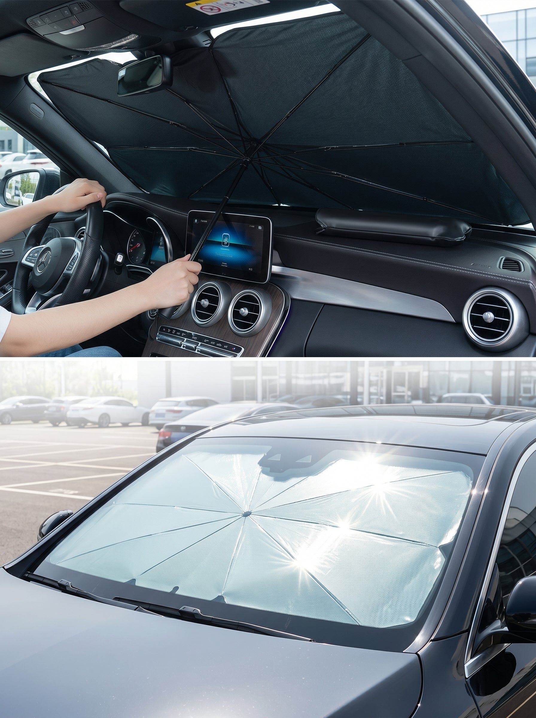 Parasol plegable multiusos para parabrisas de coche