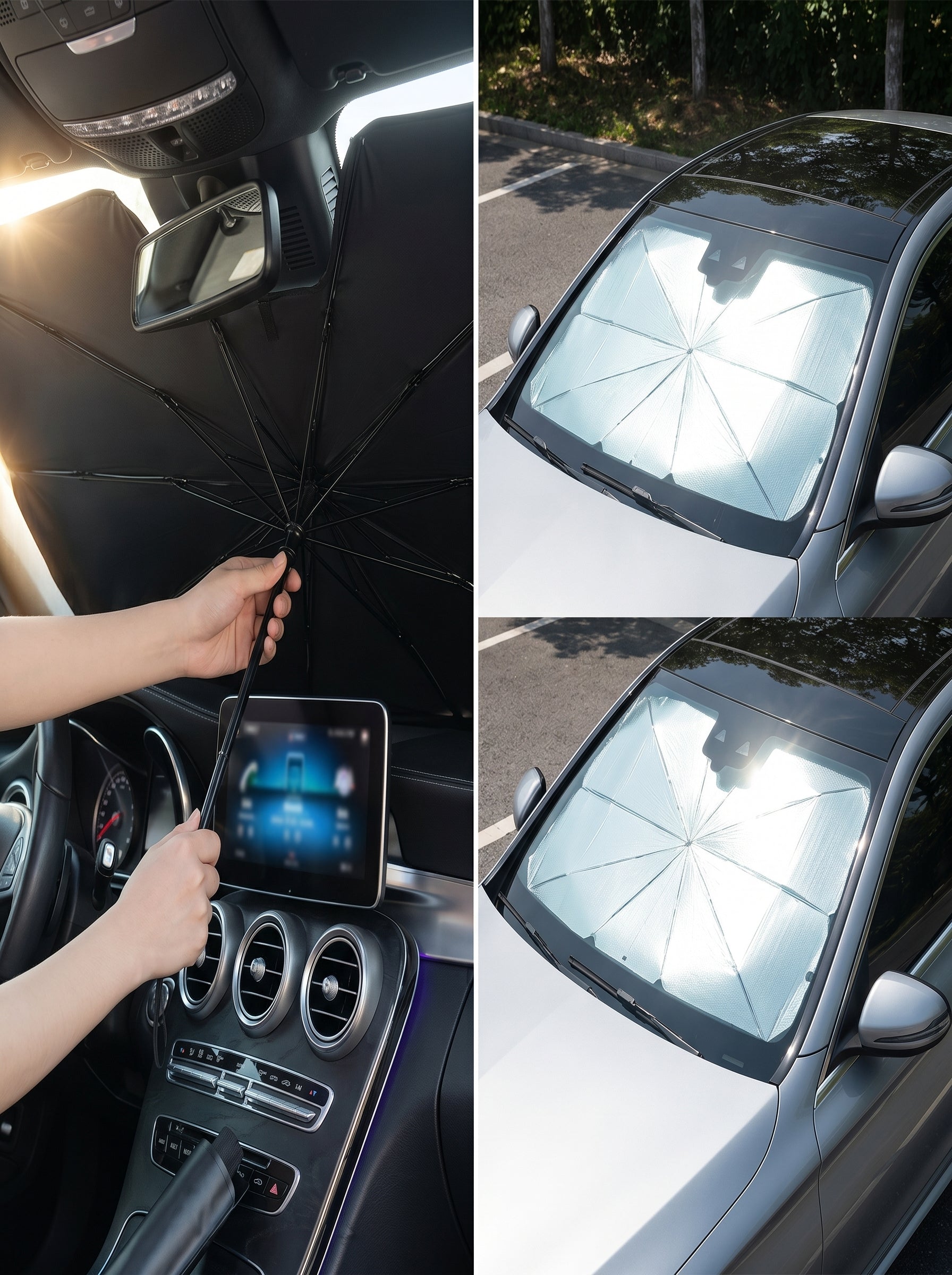 Parasol plegable multiusos para parabrisas de coche